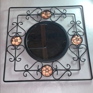 Wall Mirror Wrought Iron & Glass Decor